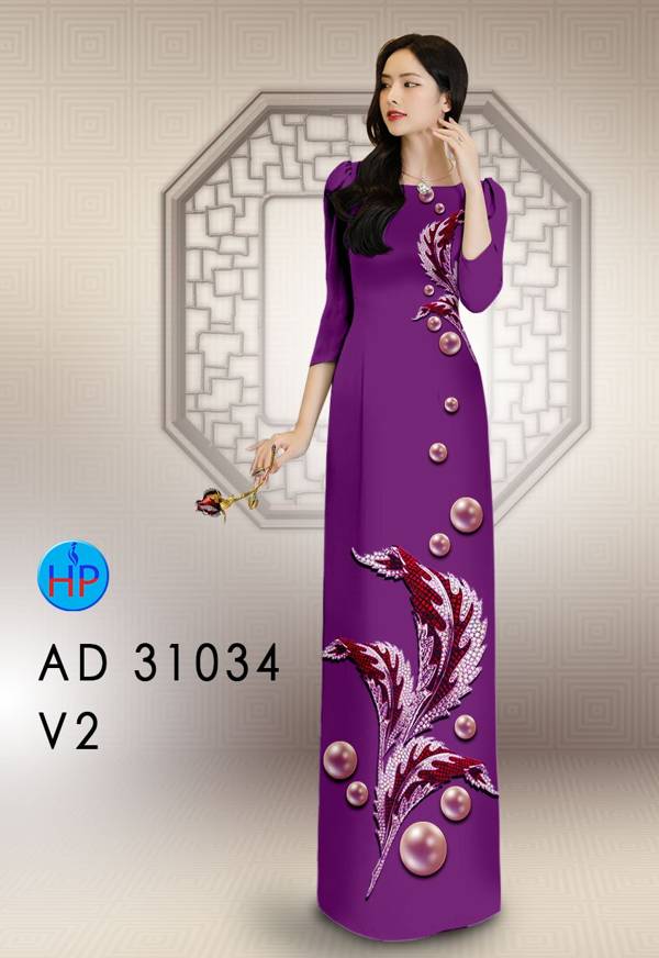 Vải Áo Dài Hoa In 3D AD 31034 50